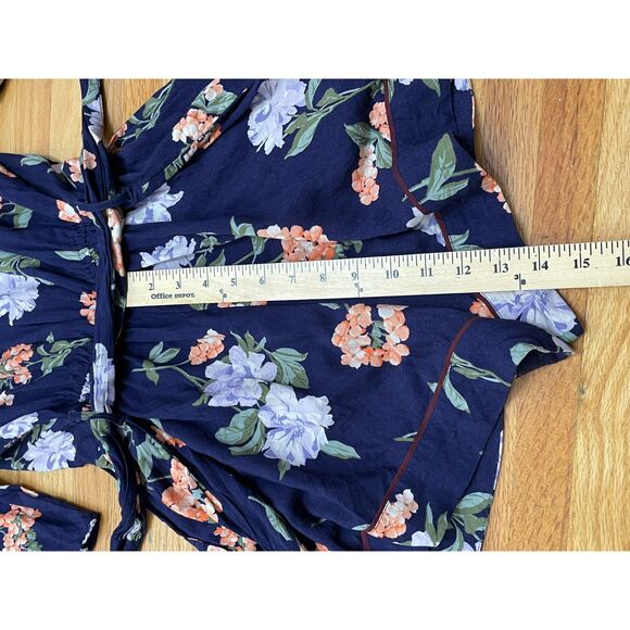 Abercrombie & Fitch Women's Romper One-Piece Mini Wrap Top Belted S Blue Floral - Picture 6 of 10